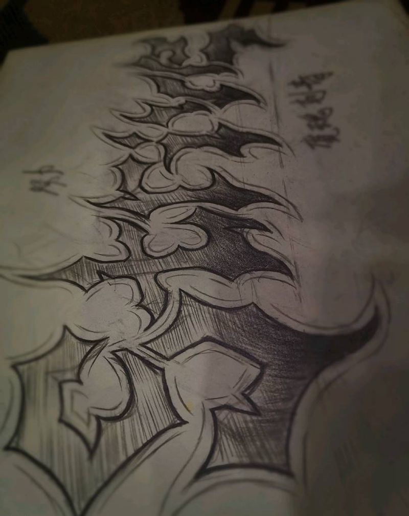 花体手稿纹身图片_花体字纹身图案