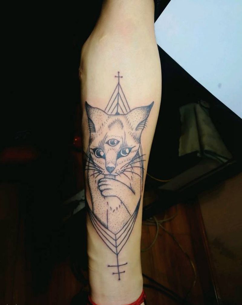 三眼猫纹身图片