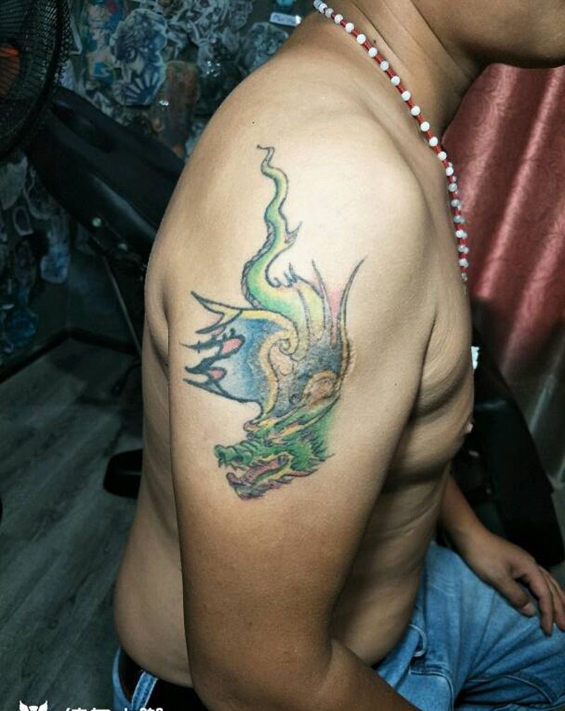 遮盖失败纹身用獒鱼对付纹身图片