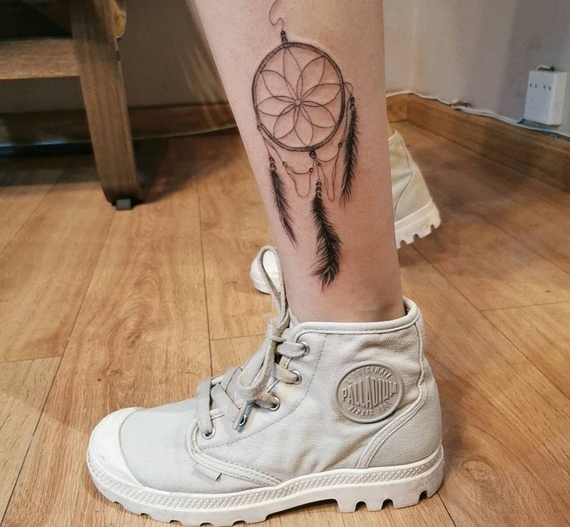 捕梦网纹身图片_脚部纹身图案