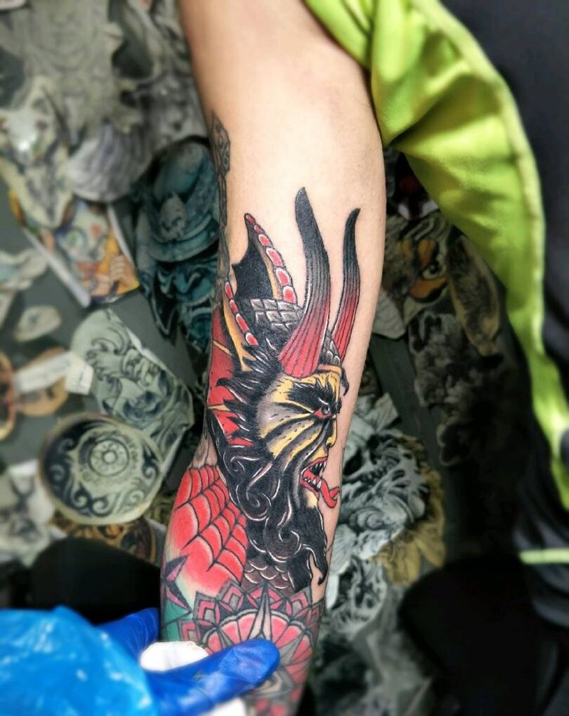 恶魔完成线条是之前纹的纹身图片