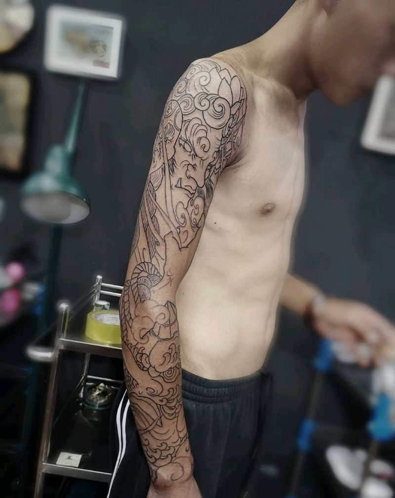 花臂纹身图片_新传统纹身图案