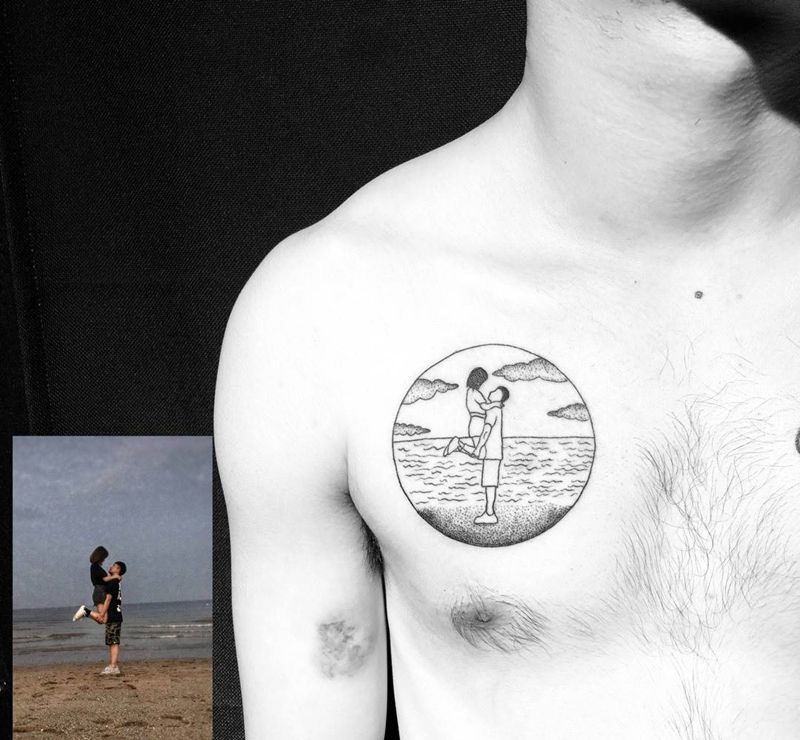 你带想法 我给设计纹身图片_胸部几何小清新纹身图案