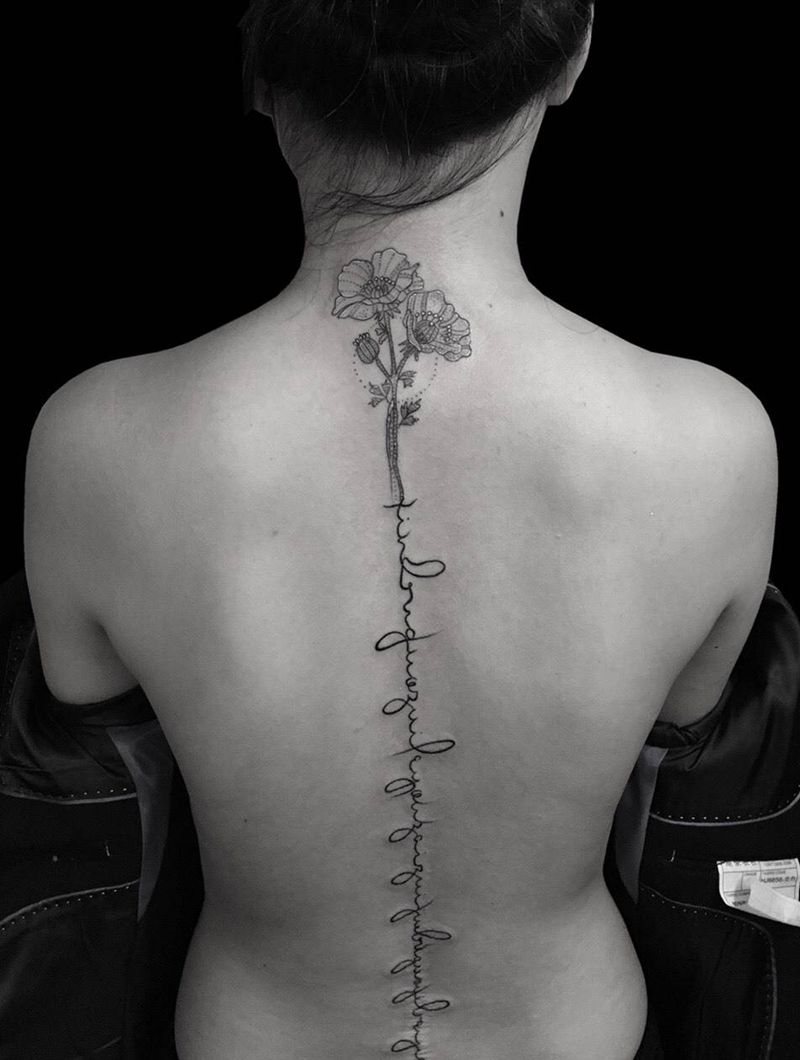 性感纹身图片_成品背部颈部清新欧美字符几何原创纹身图案