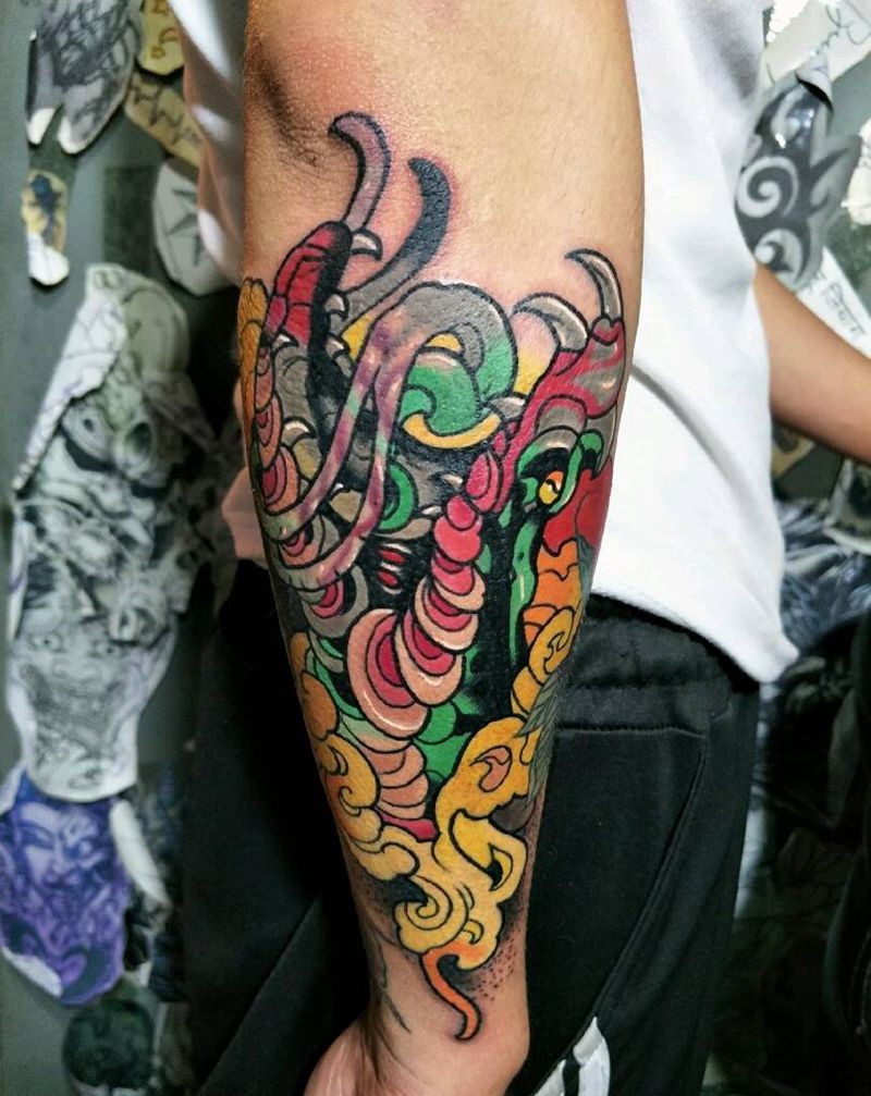 蛇以骷髅，骷髅是恢复后真实效果纹身图片