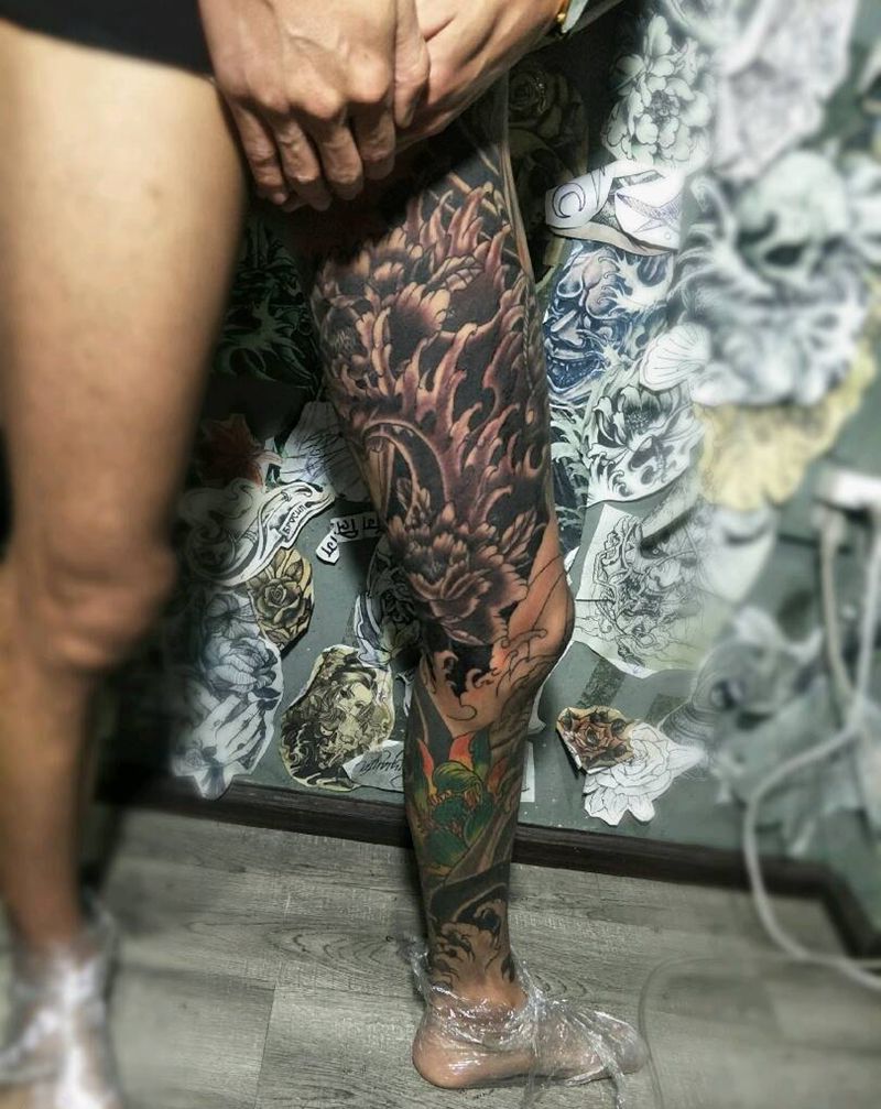 花腿未完成面前23小时了纹身图片