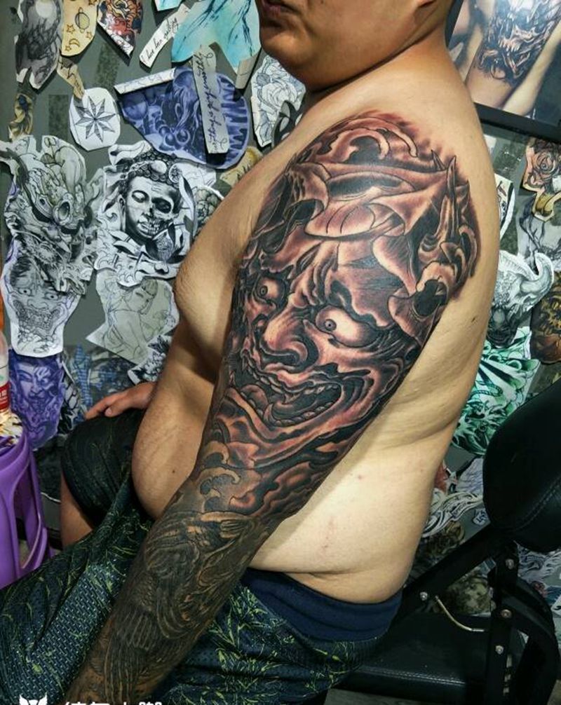 超大型花臂完成下次提白纹身图片