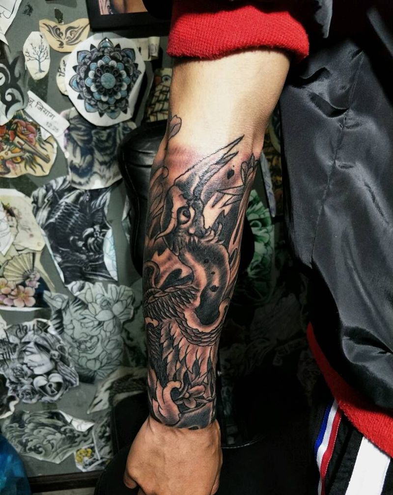 传统半臂微信944469684纹身图片