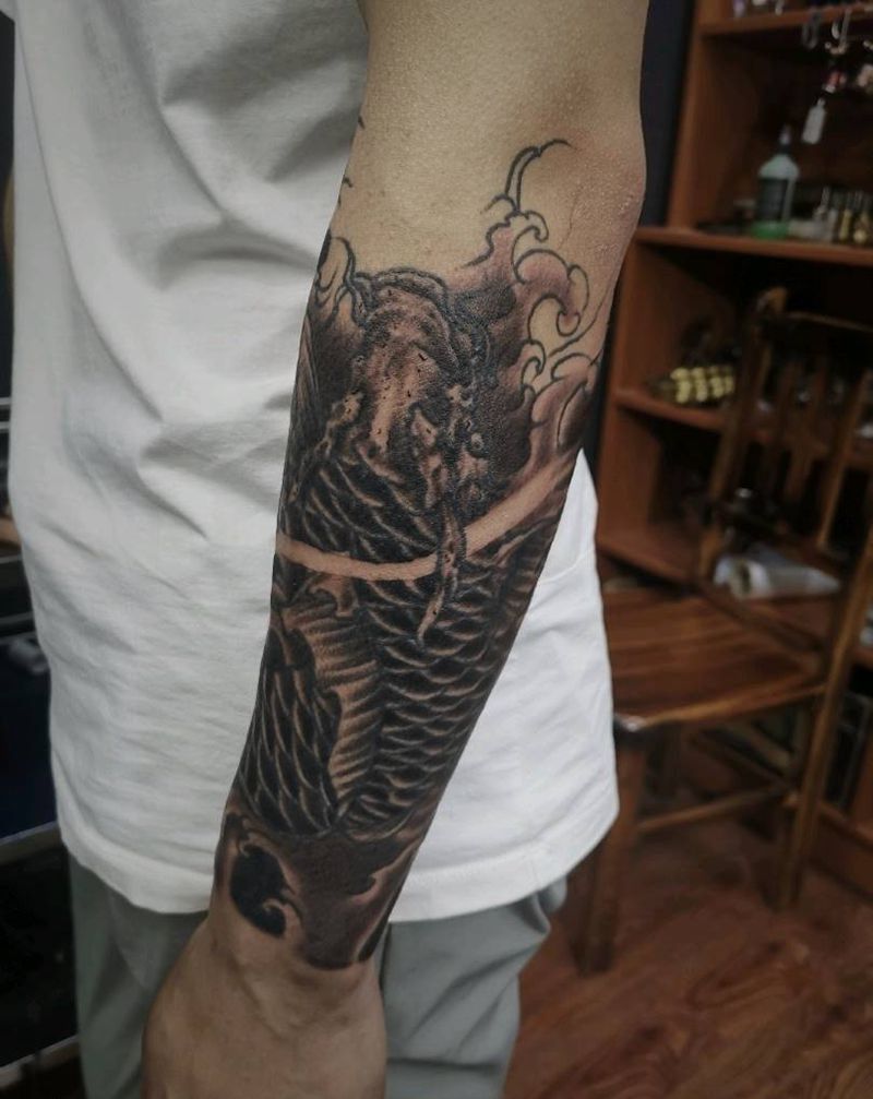 未完成，线条三年了，期待恢复纹身图片_新传统纹身图案