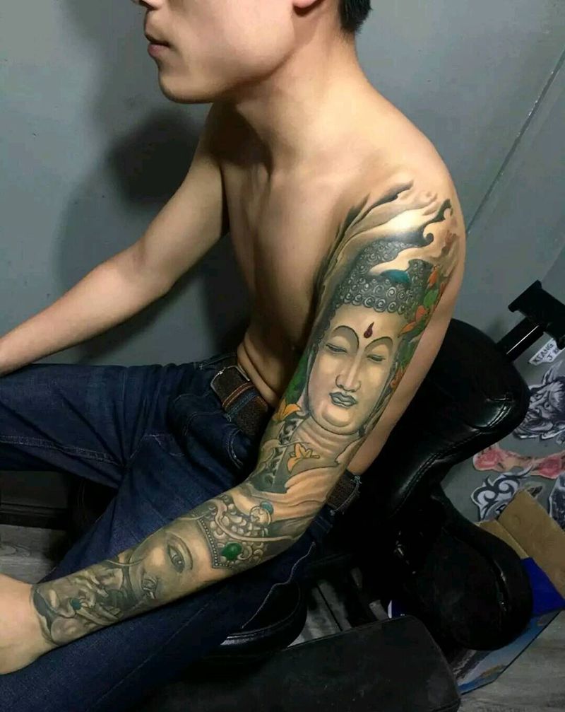 传统花臂纹身图片