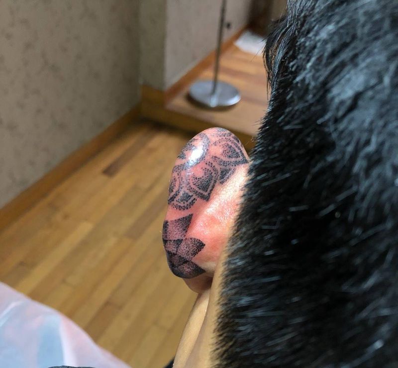 2019开门红纹身图片_颈部点刺几何纹身图案