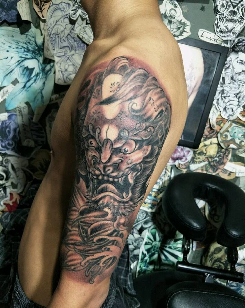 唐狮子完成纹身图片