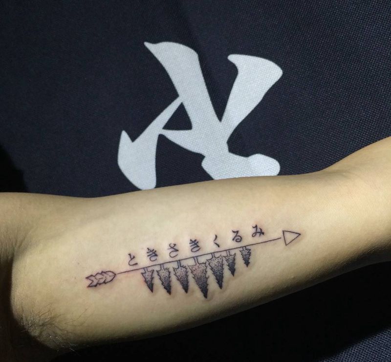 大臂内侧，小清新纹身图片_手稿成品手臂清新几何字符原创纹身图案