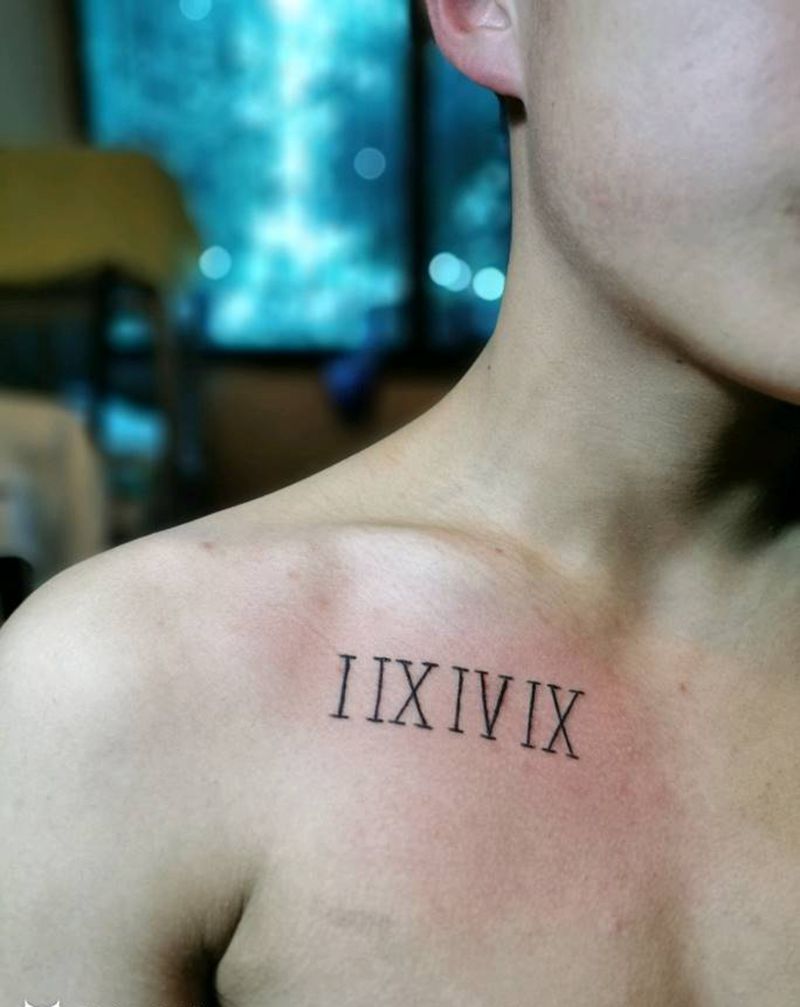 罗马数字纹身图片_胸部纹身图案