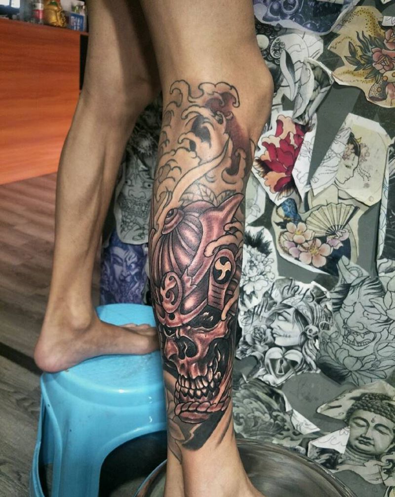 包小腿鬼武士三次完成，纹身图片