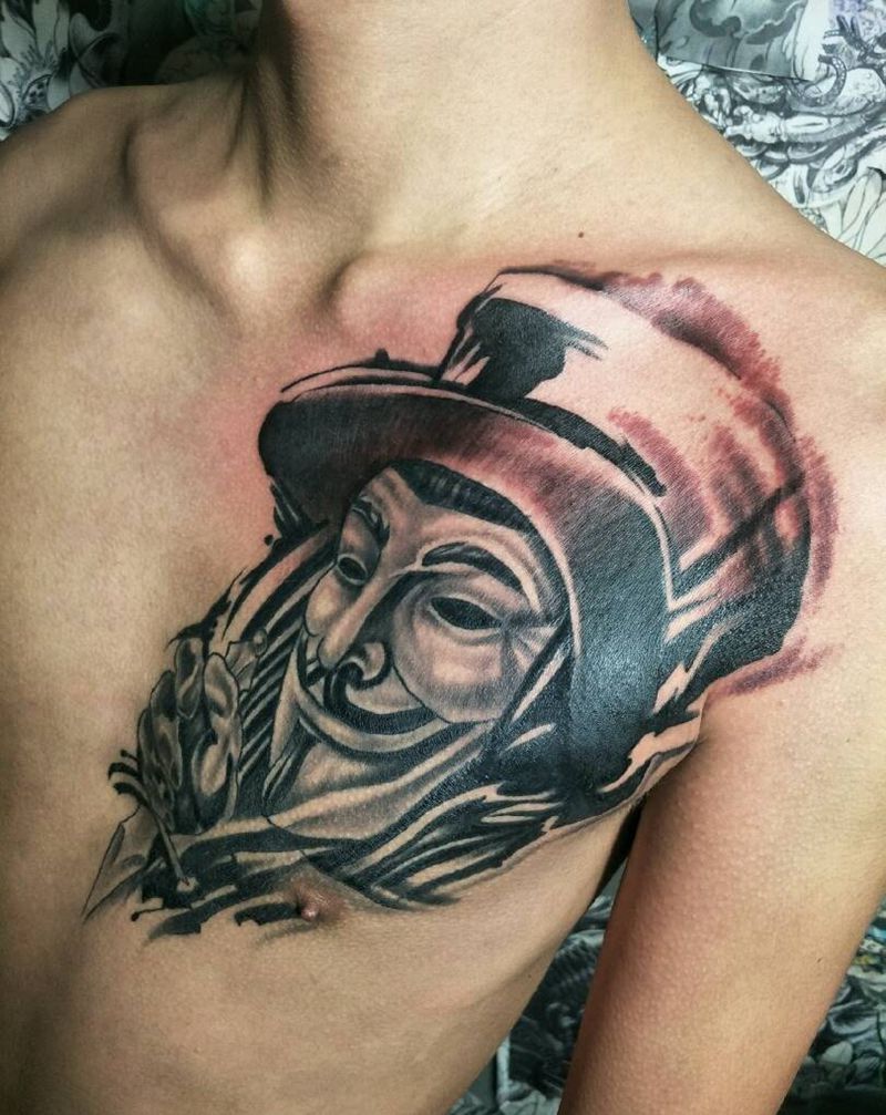 v字完成纹身图片