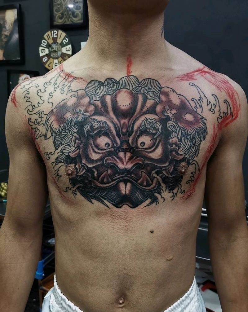 唐狮纹身图片_新传统纹身图案