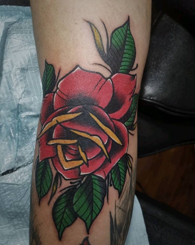 玫瑰纹身图片_Old School纹身图案