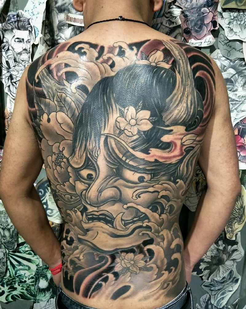 般若满背完成下次修补，纹身图片