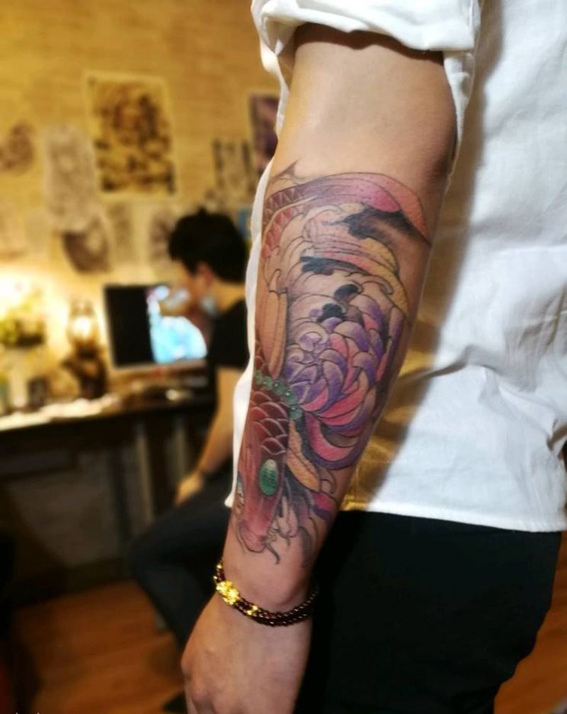 招财鱼纹身图片