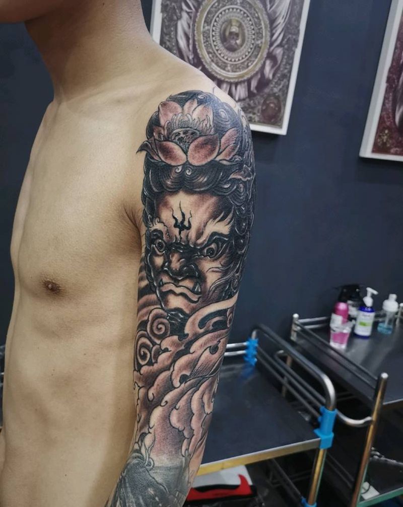 不动明王纹身图片_新传统纹身图案