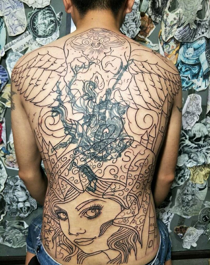 遮盖未完成纹身图片