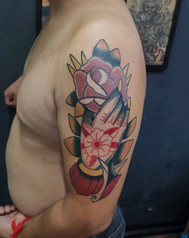 花手纹身图片_Old School纹身图案