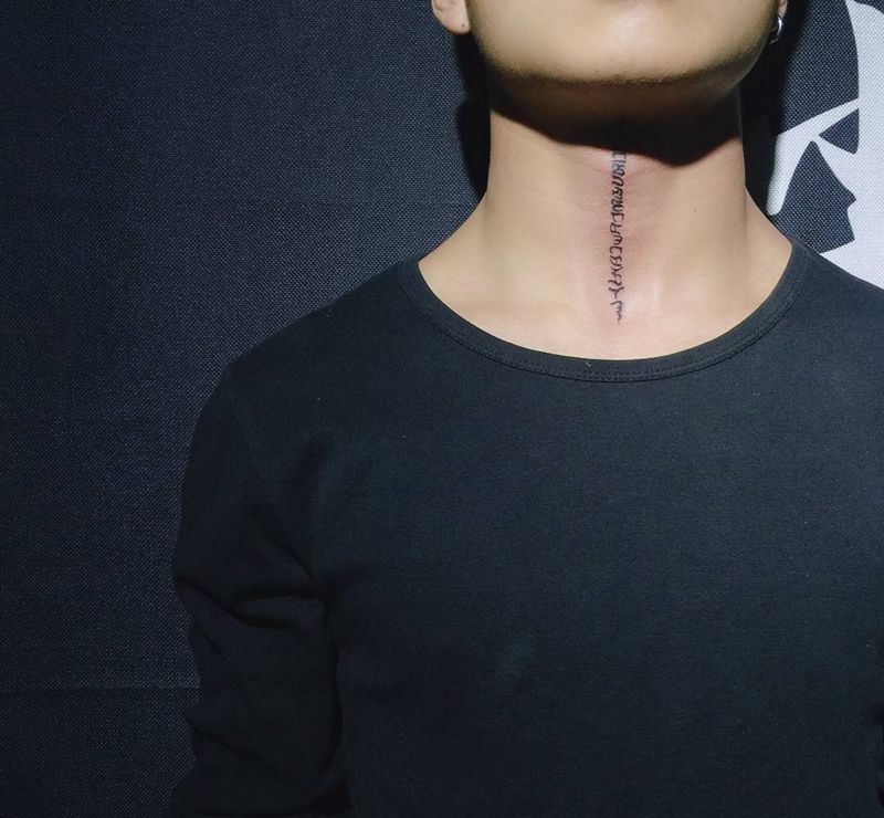 刺符泰国经文纹身图片_成品颈部传统习俗字符宗教纹身图案