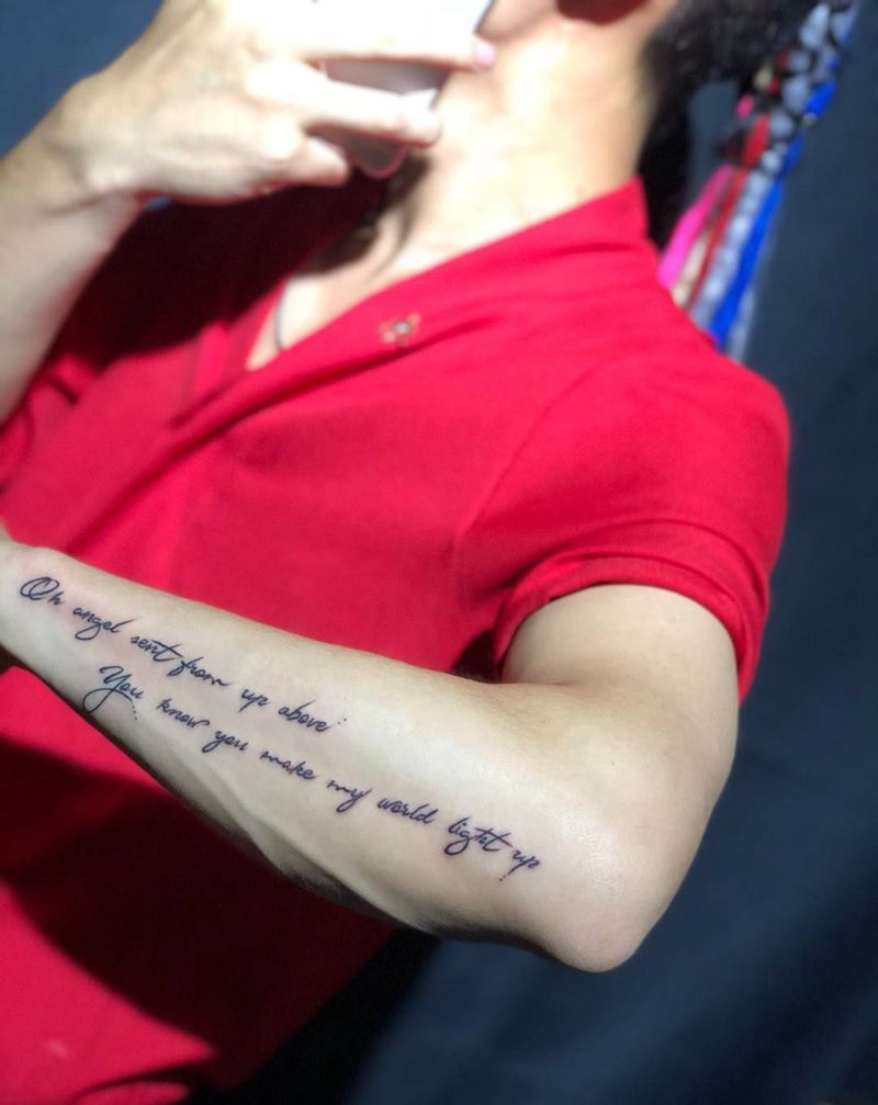 潮爸一枚纹身图片_成品清新手臂字符原创纹身图案