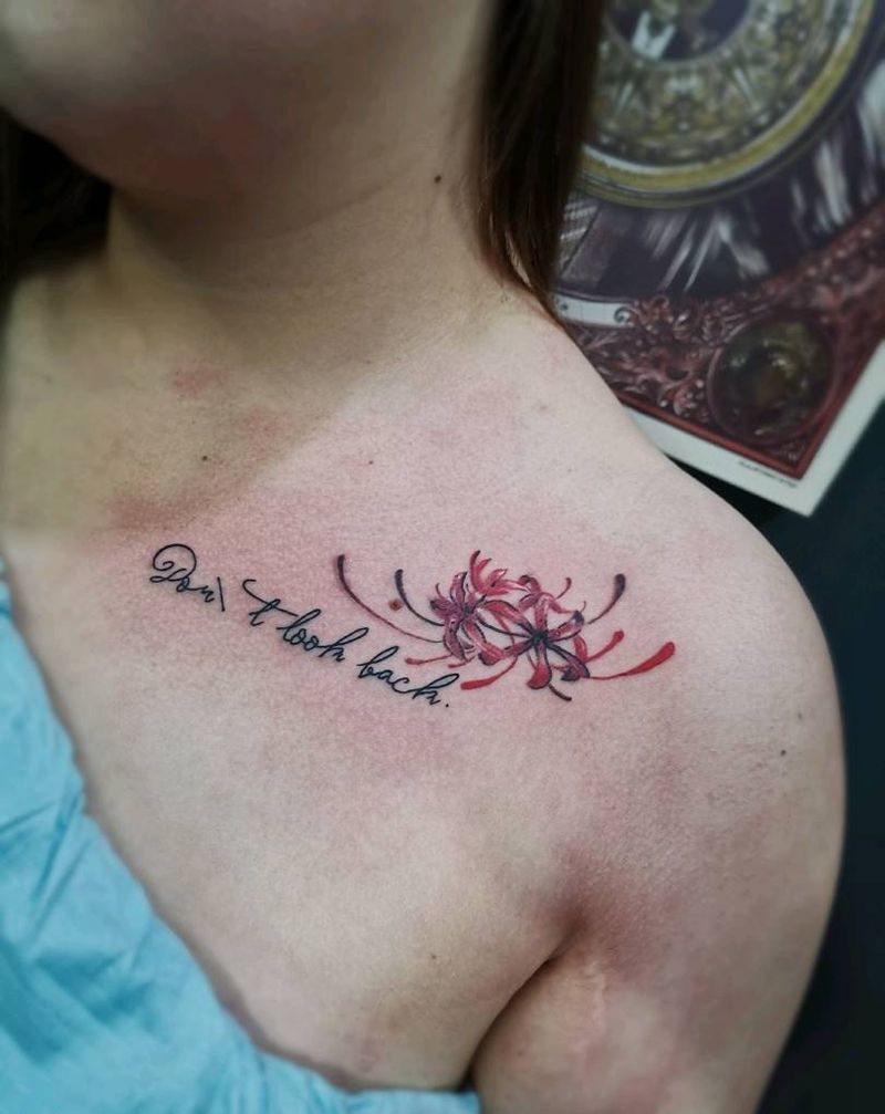 彼岸花纹身图片_迷你纹身图案