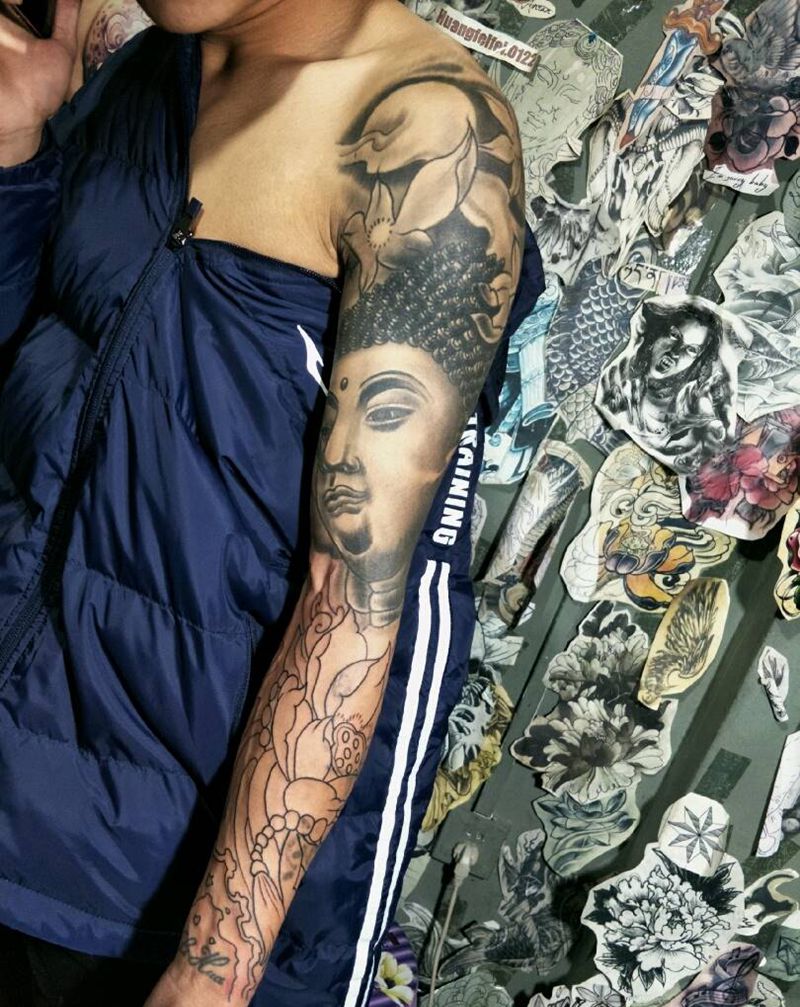 接花臂未完成，来自纹身大咖纹身图片