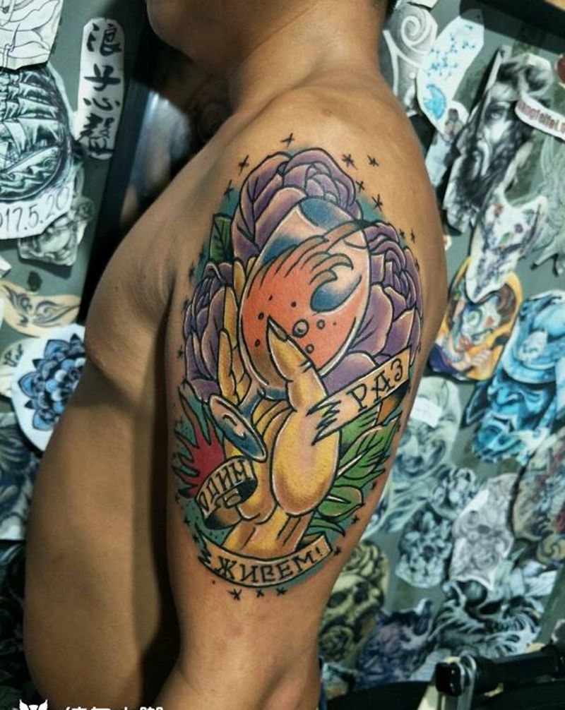 花手杯纹身图片