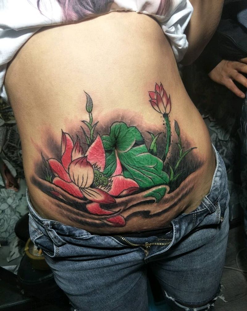 遮盖妊辰纹纹身图片