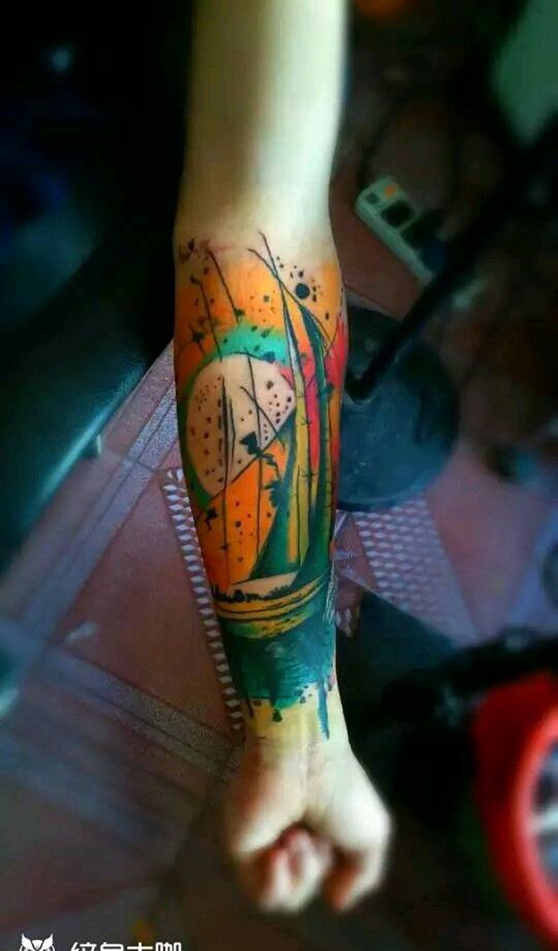 水彩船微信944469684纹身图片