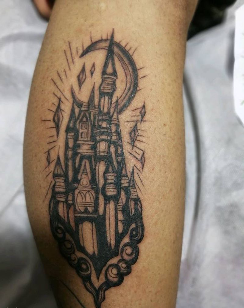 建筑物纹身图片_脚部New School纹身图案