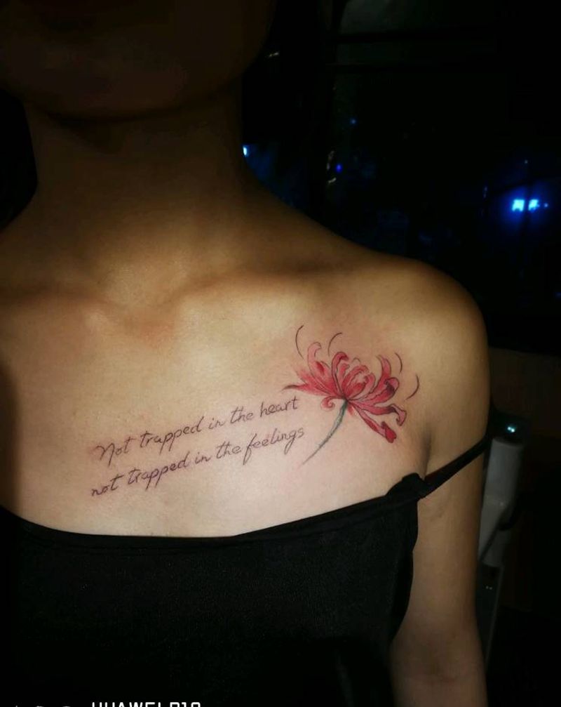 彼岸花纹身图片_胸部纹身图案