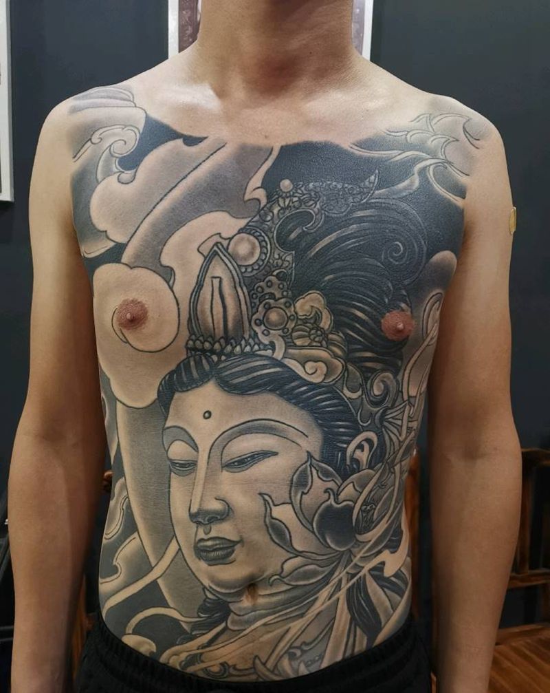 恢复后的满肚纹身图片_新传统纹身图案