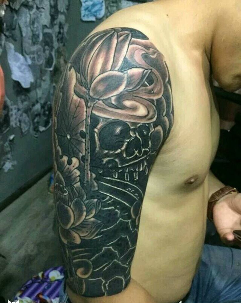 黯黑骷髅纹身图片