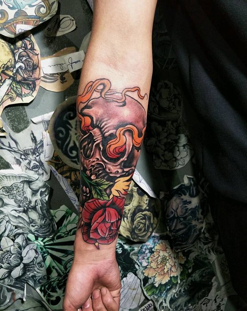 骷髅杰作微信944469684纹身图片