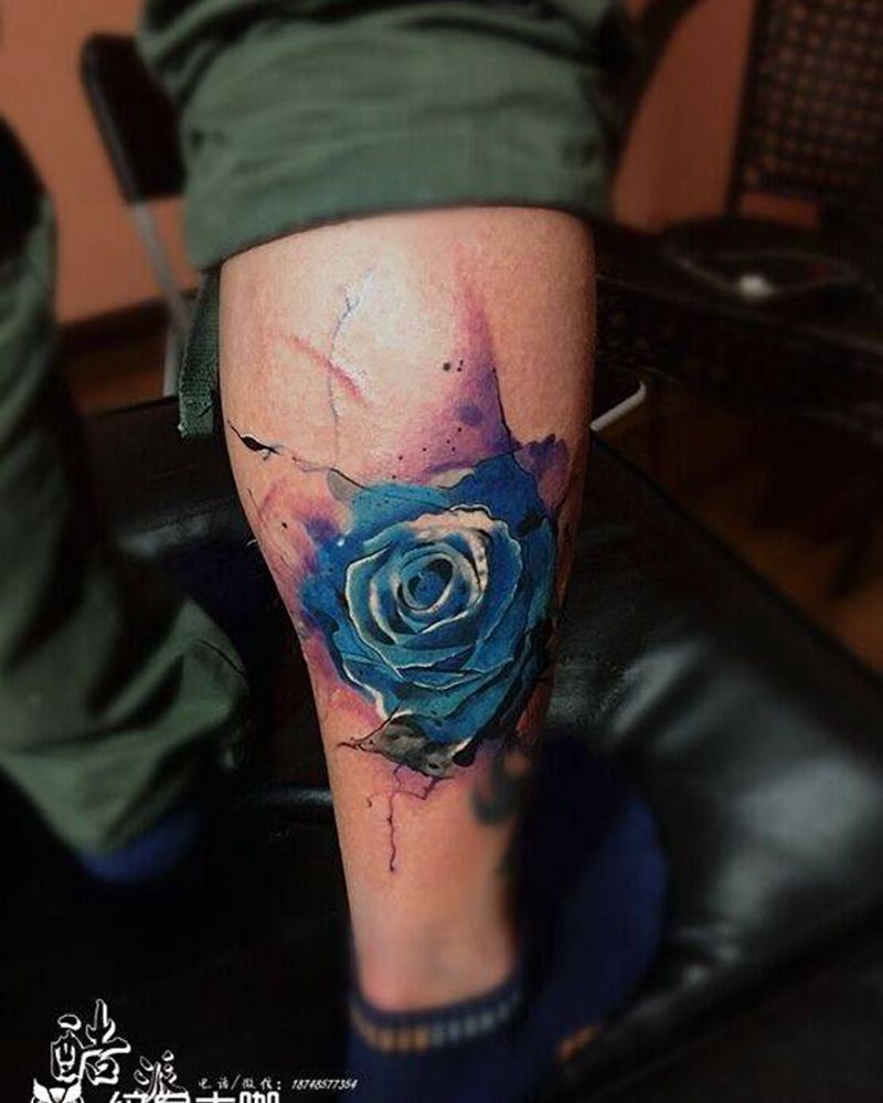 水彩玫瑰纹身图片