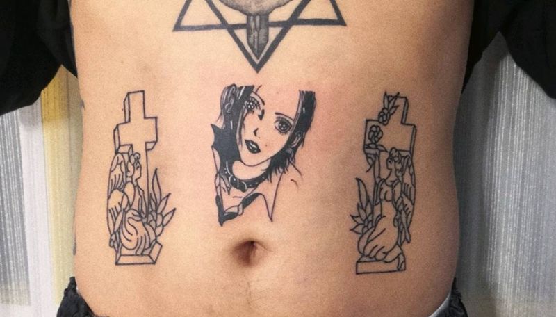 动漫  娜娜纹身图片_腹部动漫纹身图案