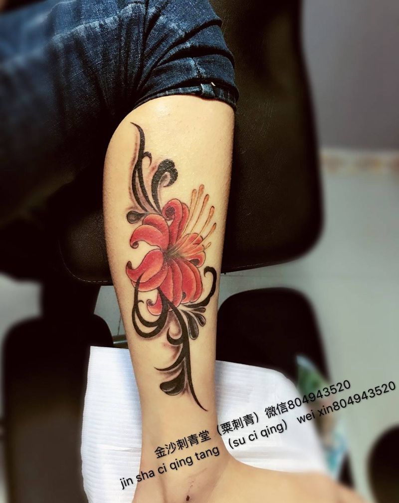 图腾纹身图片_成品腿部写实原创纹身图案