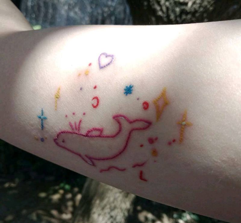 小清新纹身图片_手部水彩纹身图案