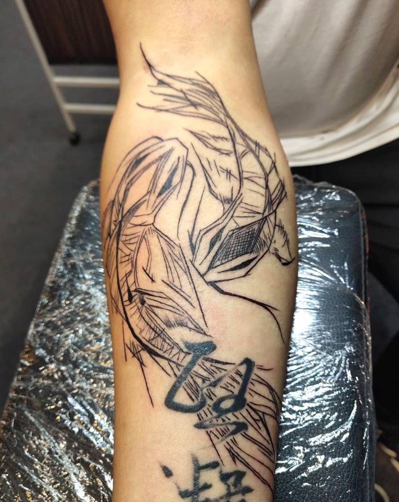 几个鱼 未完成纹身图片_手部几何纹身图案