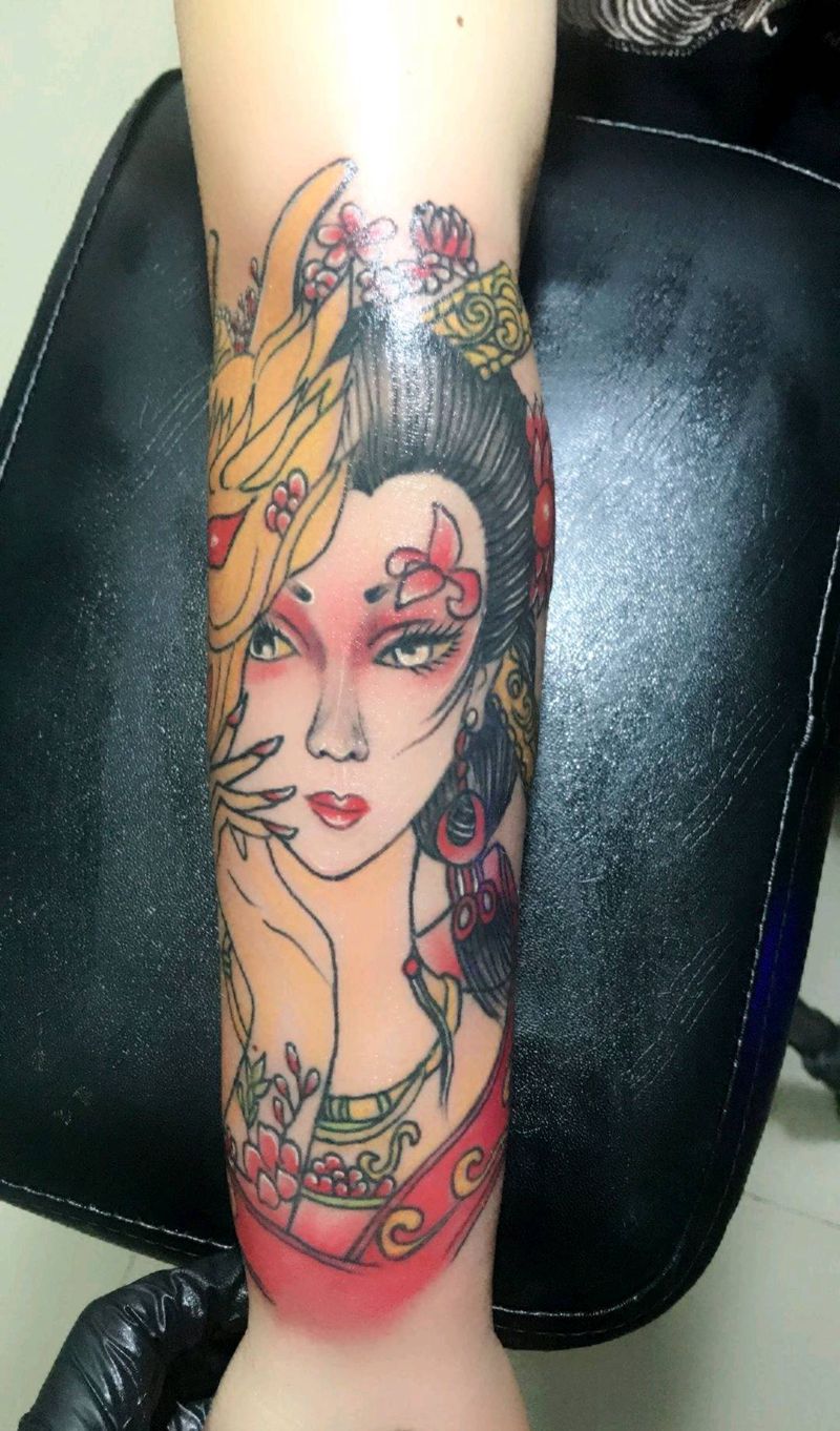 艺妓纹身图片_手臂纹身图案