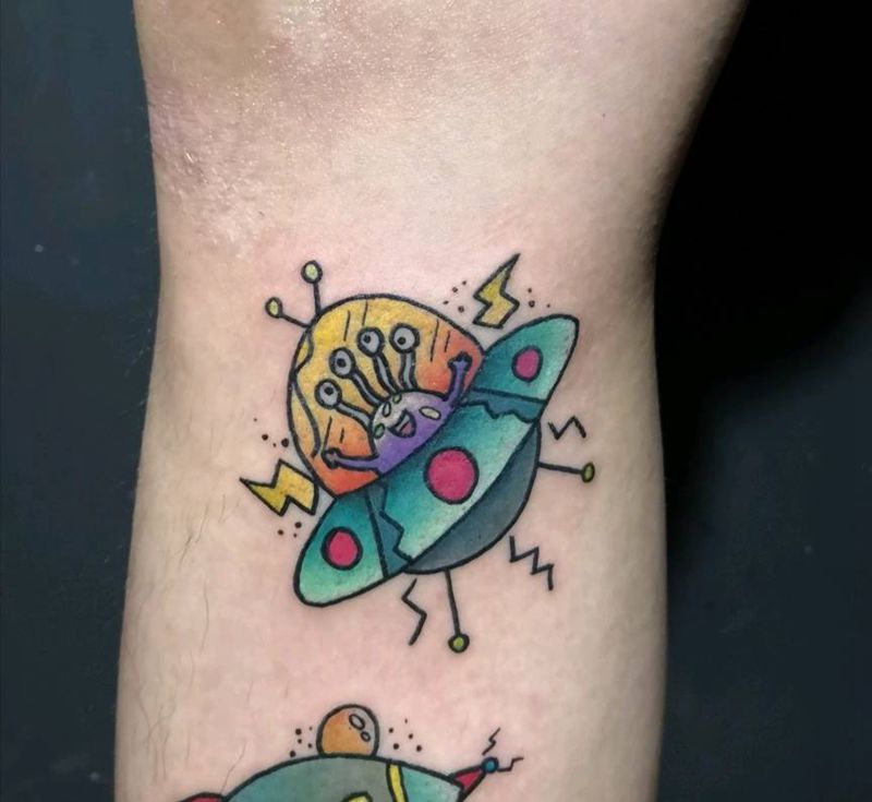 飞船火箭外星人纹身图片_New School飞船 外星人纹身图案