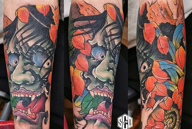 般若纹身图片_手臂手部老传统纹身图案