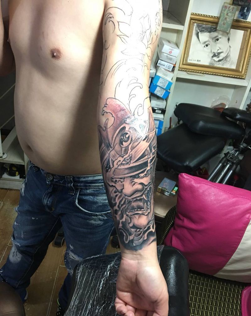 鬼武士纹身图片