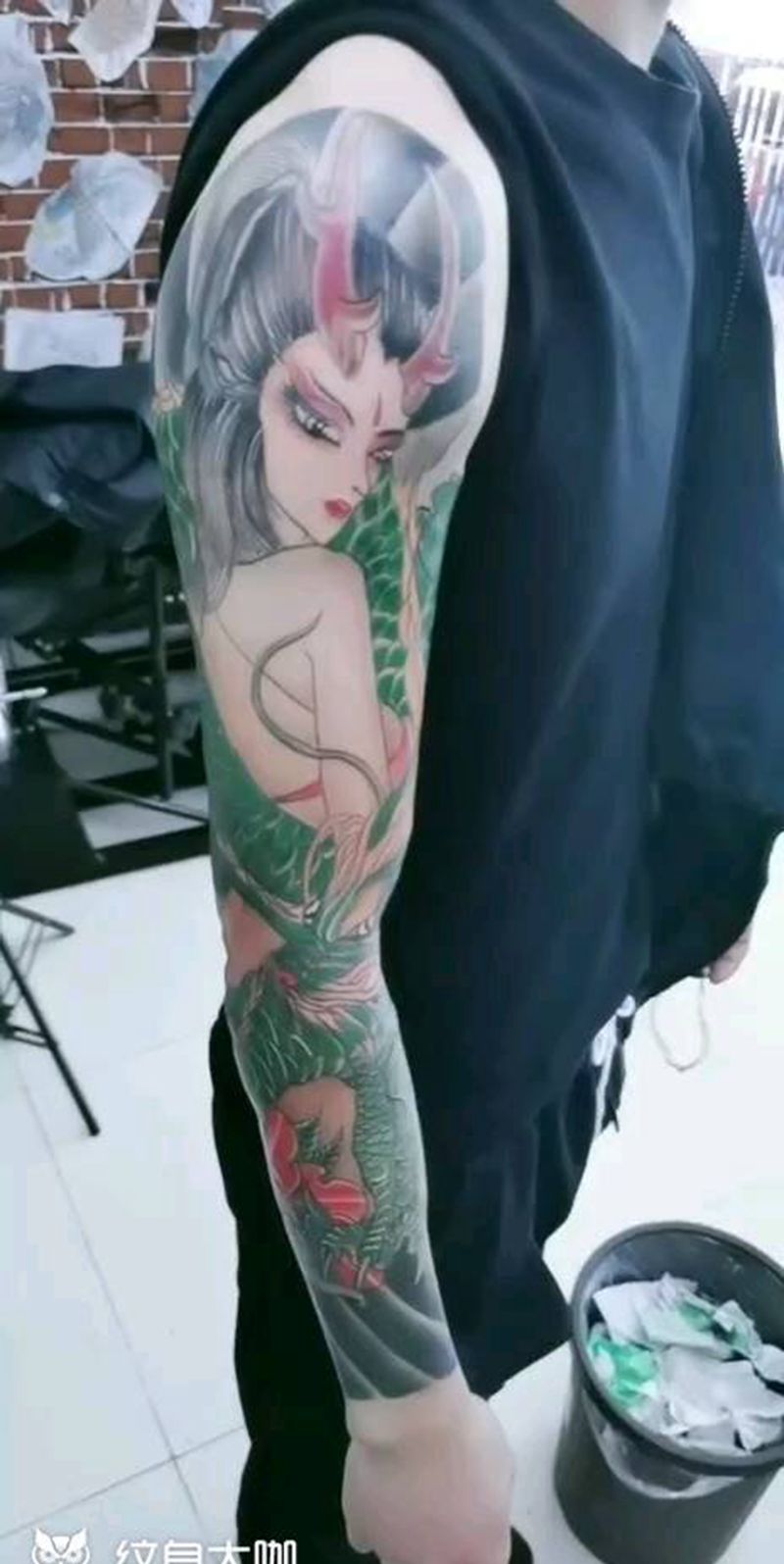 花臂龙女去年作品纹身图片_手臂纹身图案