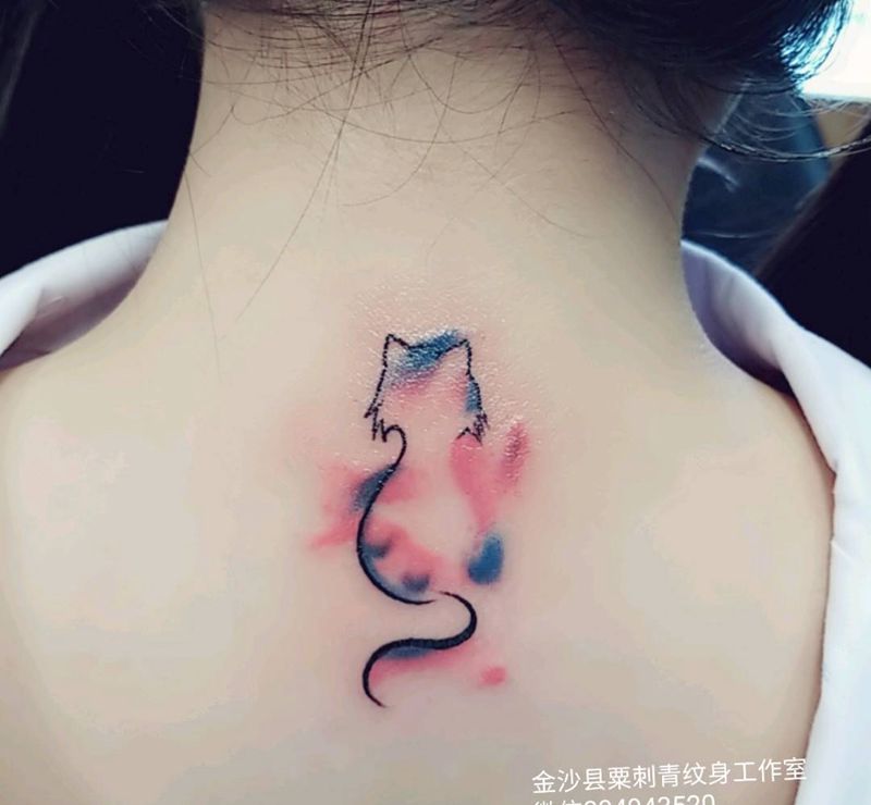 七彩喵纹身图片
